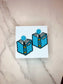 Book 'Em Reading Beaded Library Bookish Bookshop Earrings: Blue