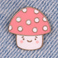 Cute Kawaii Mushroom Enamel Pin: Pink