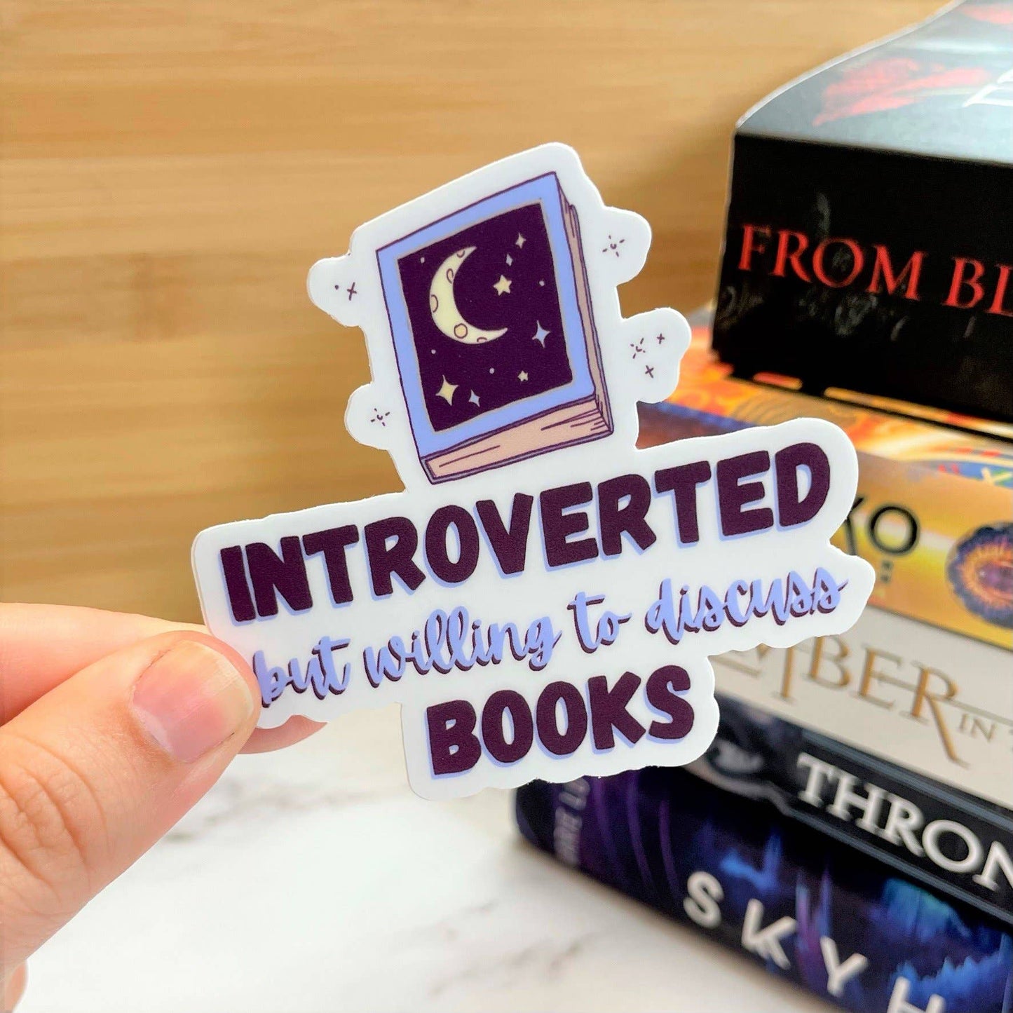 Introverted But Willing to Discuss Books Sticker, 3-inch