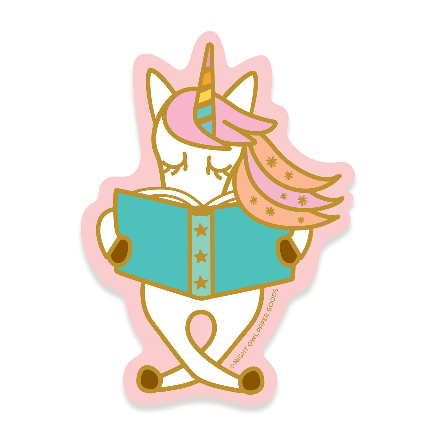 Reading Unicorn Vinyl Sticker